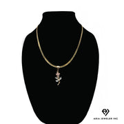 Chain with Pink Rose Pendant