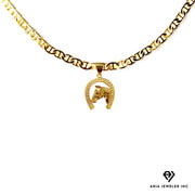 Gold Necklace with Horse Charm