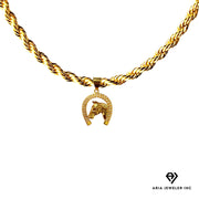 Gold Necklace with Horse Charm
