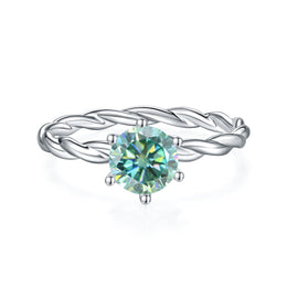 1.0ct 6.5mm Green Moissanite Ring