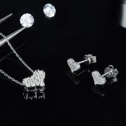 Moissanite Heart Necklace Earrings Set
