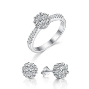 2CT Moissanite Necklace Earring Ring Set