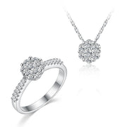 2CT Moissanite Necklace Earring Ring Set