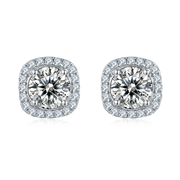 VVS1 Moissanite Bridal Square Pendant Necklace Earrings Set