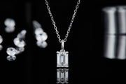 Brilliant Emerald Cut Moissanite Necklace Earrings Set