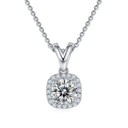 VVS1 Moissanite Bridal Square Pendant Necklace Earrings Set