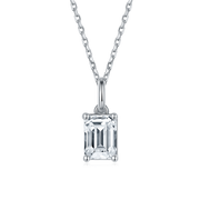 Brilliant Emerald Cut Moissanite Necklace Earrings Set