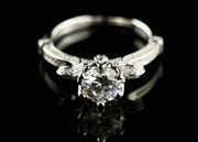 1.0c Flower Moissanite ring in silver