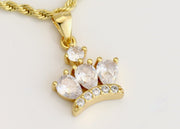 14k gold plated rope chain with diamond crown charm