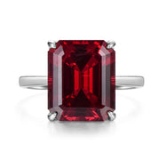 Silver ring with simulated Emerald/Ruby
