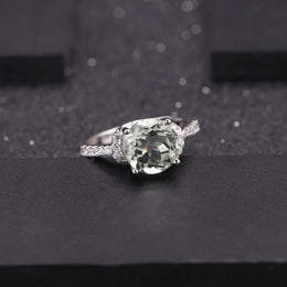 2.73Ct Natural Green Amethyst on Silver Ring