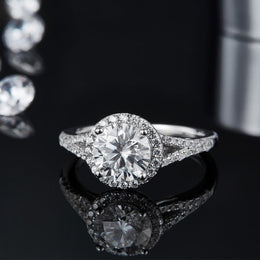 Halo Moissanite Ring 1.5c/2.0c/3.0c