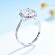 10K/14k White  gold plated Ring With Oval Moissanite