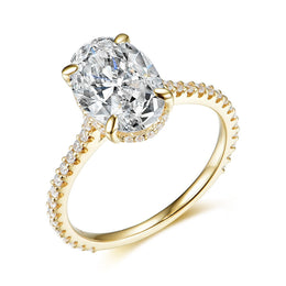 18K/14K/10K/white Gold Ring with 4ct Oval Moissanite