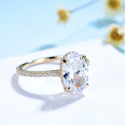 18K/14K/10K/white  gold plated Ring with 4ct Oval Moissanite