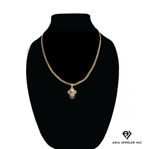 14k Bonded Gold Necklace with LV Panda Bear Pendant