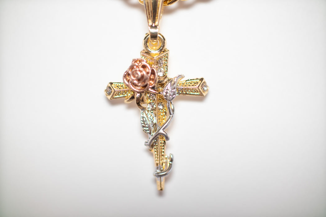 Chain with Rose Cross Pendant