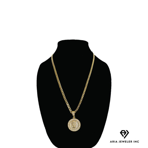 Gold Necklace with Cross Charm Pendant