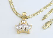Chain with Gold Diamond Crown Pendant
