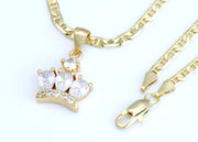 Chain with Gold Diamond Crown Pendant