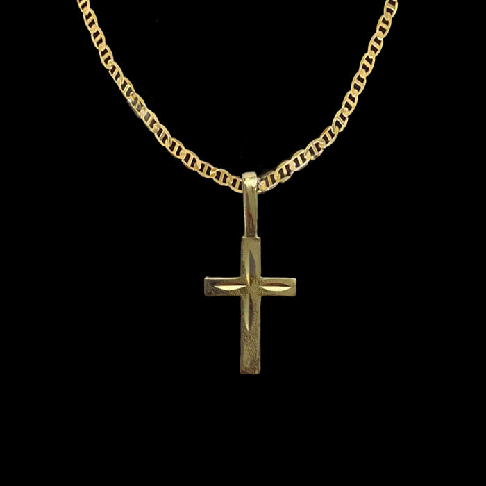 Chain with Indented Cross Pendant