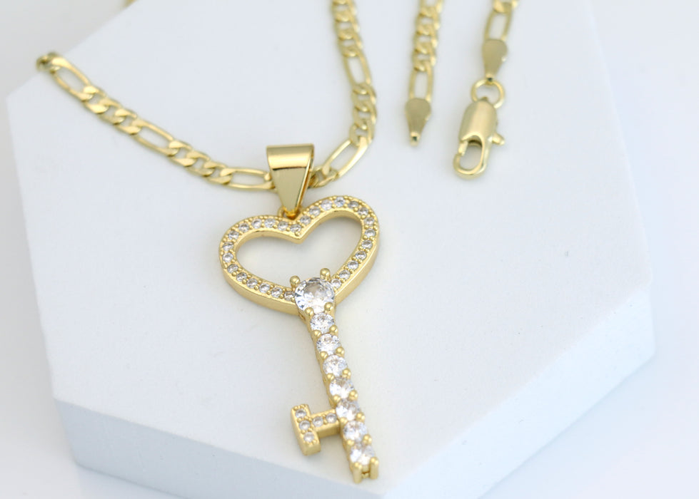 Chain with Golden Key to Your Heart Pendant