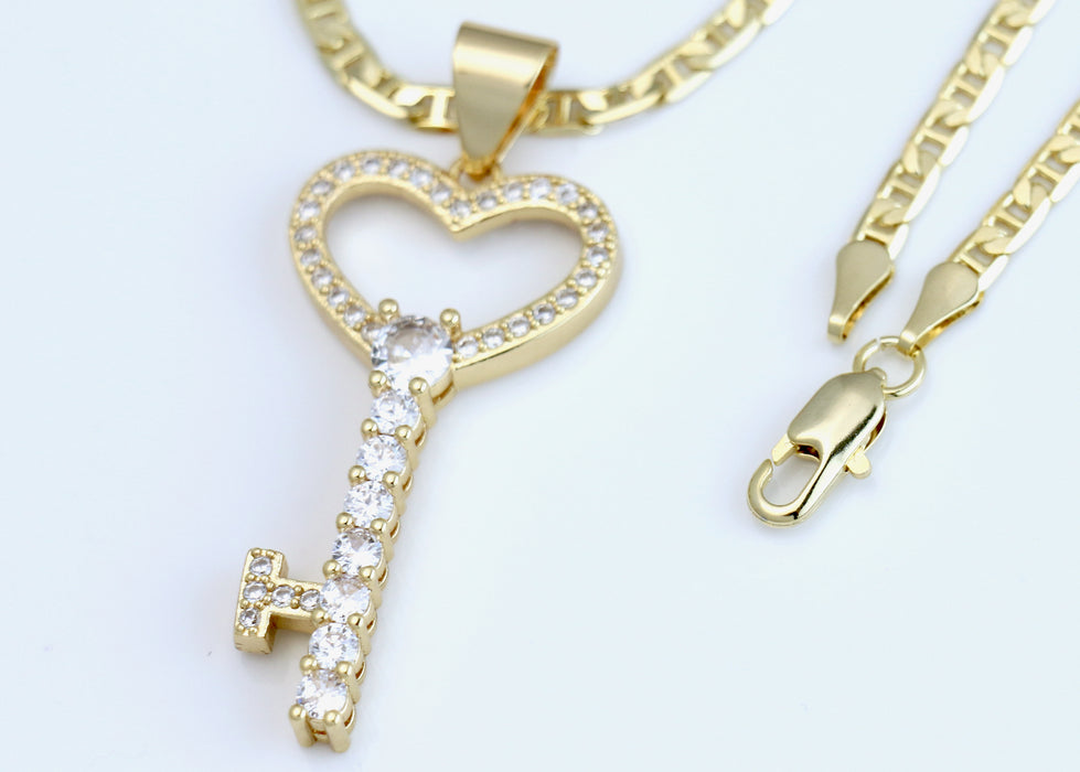 Chain with Golden Key to Your Heart Pendant