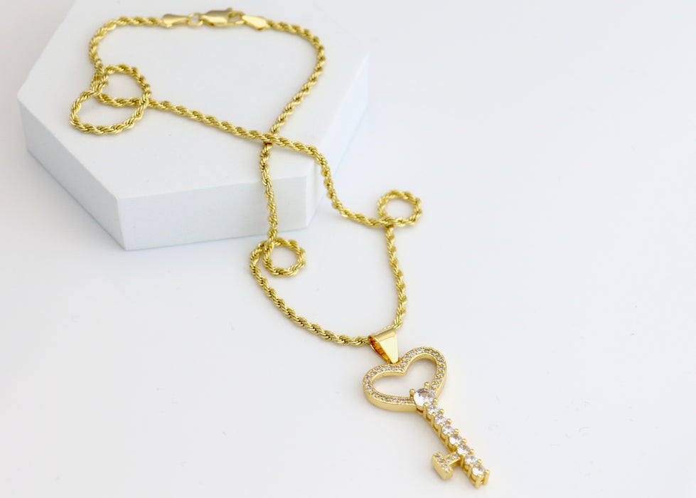 Chain with Golden Key to Your Heart Pendant