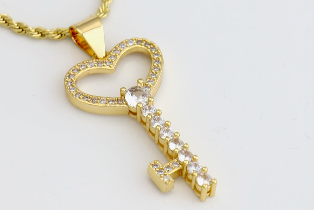 Chain with Golden Key to Your Heart Pendant