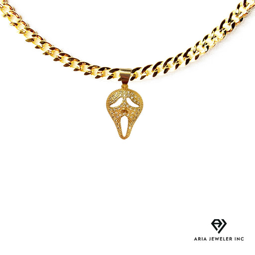 Gold Necklace with Ghost Face Pendent