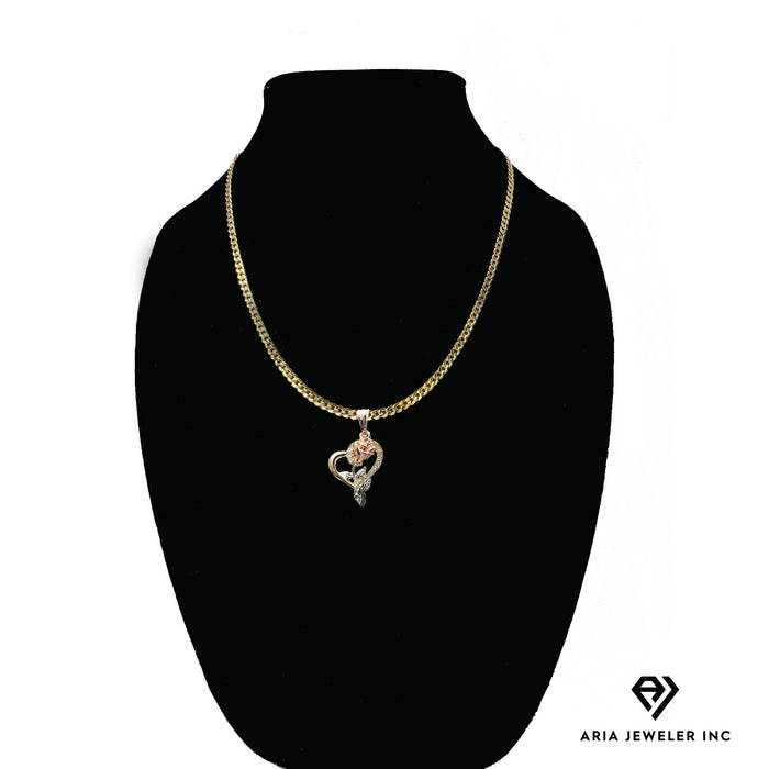 Chain with Gold Rose Heart Pendant