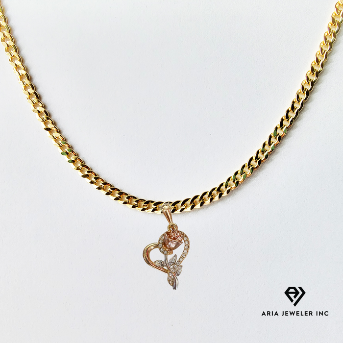 Chain with Gold Rose Heart Pendant