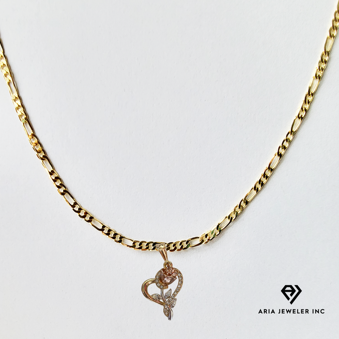 Chain with Gold Rose Heart Pendant