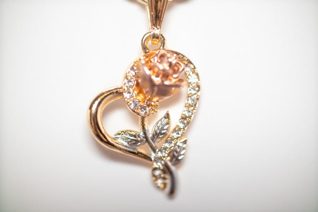 Chain with Gold Rose Heart Pendant