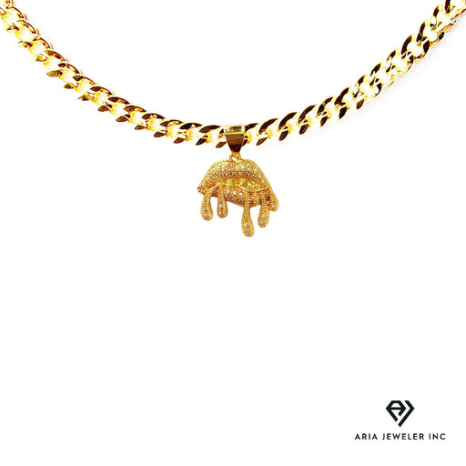 Chain with Gold Diamond Lip Drip Pendent