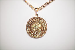Gold Necklace with Peso Pendant