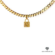 Chain with Gold Designer Padlock Pendant