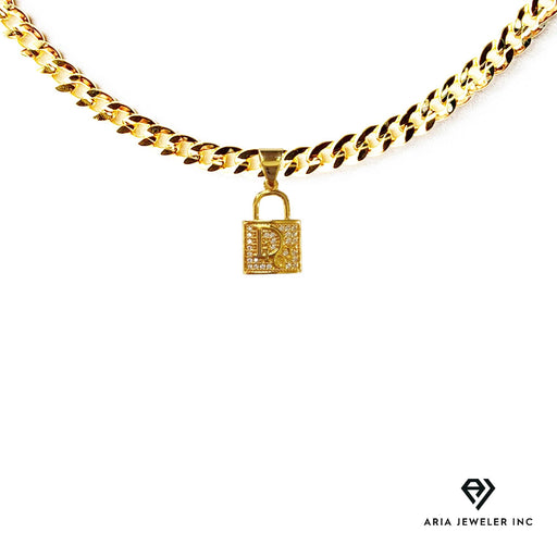 Chain with Gold Designer Padlock Pendant