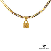 Chain with Gold Designer Padlock Pendant