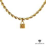 Chain with Gold Designer Padlock Pendant