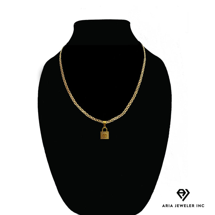 Chain with Gold Designer Lock Pendent