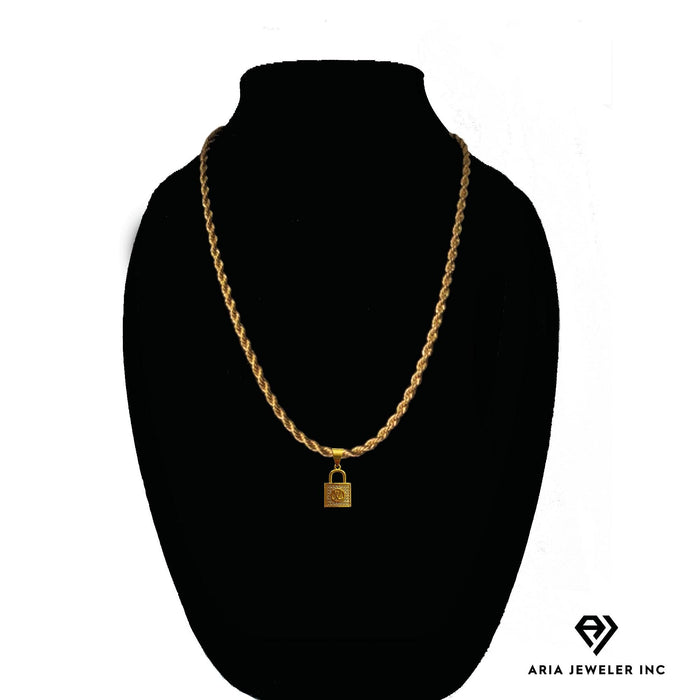 Chain with Gold Designer Lock Pendent