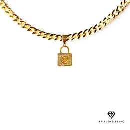 Chain with Gold Designer Lock Pendent