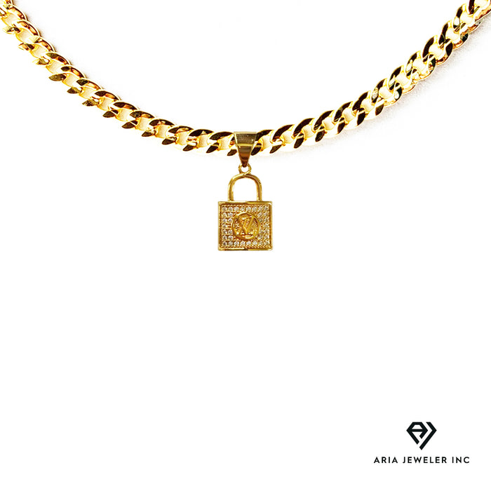 Chain with Gold Designer Lock Pendent