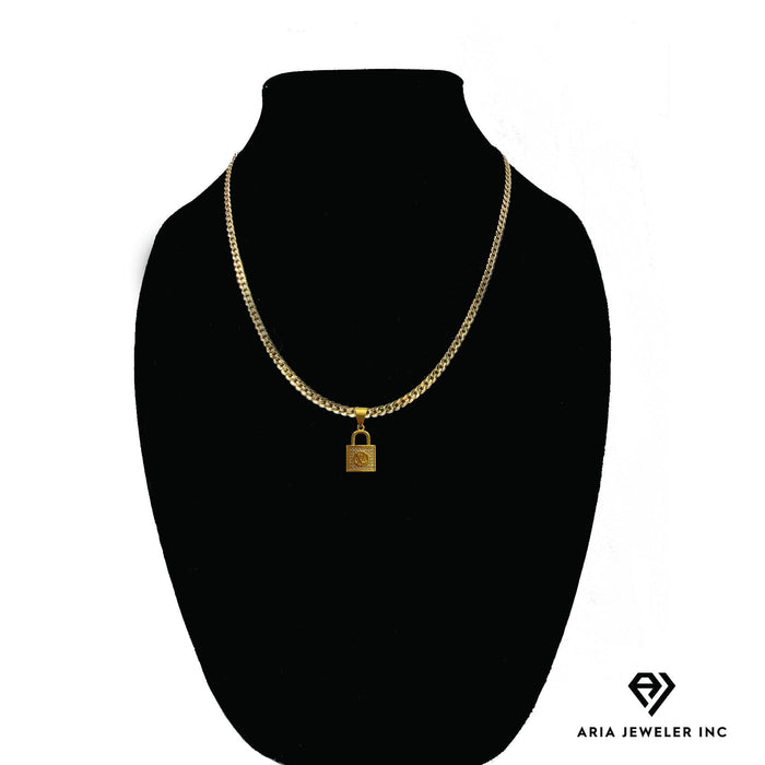 Gold Necklace with LV Lock Pendent