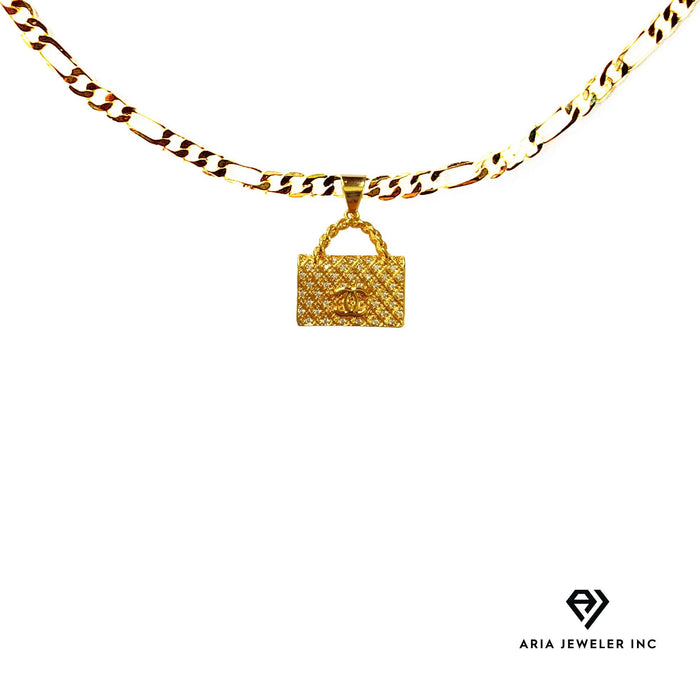 Gold Necklace with Chanel Bag Pendent