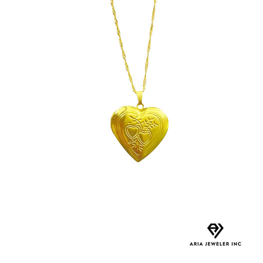 Gold Necklace with Heart Charm Pendent