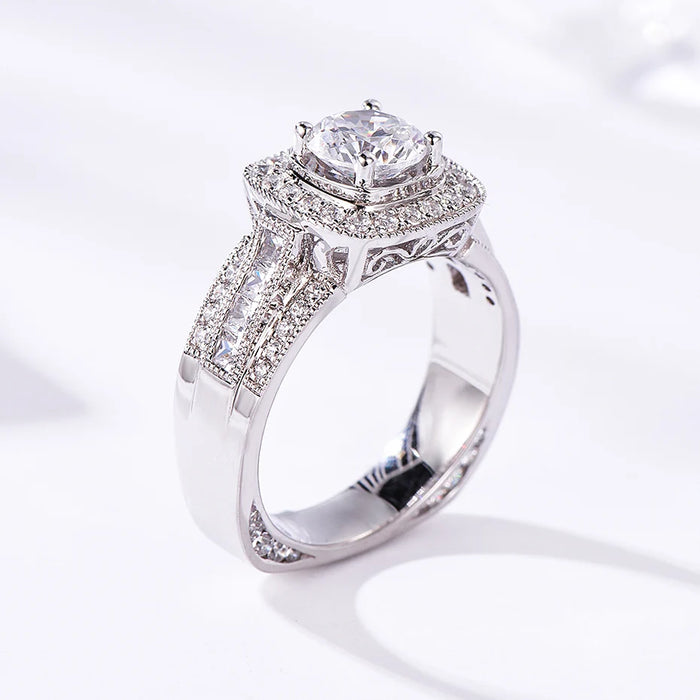 Solid White Gold Moissanite Ring