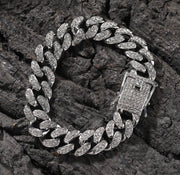 Bling Gold or silver Cuban Link bracelet with Key lock P30