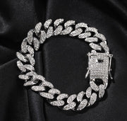 Bling Gold or silver Cuban Link bracelet with Key lock P30